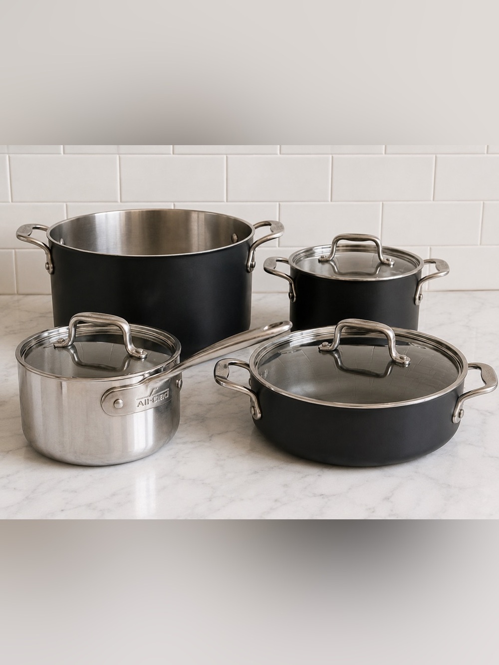 Vintage All-Clad LTD Cookware Set – 4 Pots/Pans with Lids – Made in USA